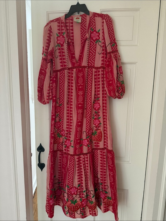FARM Rio Dresses & Skirts - Farm Rio Red Floral and strawberry Maxi Dress